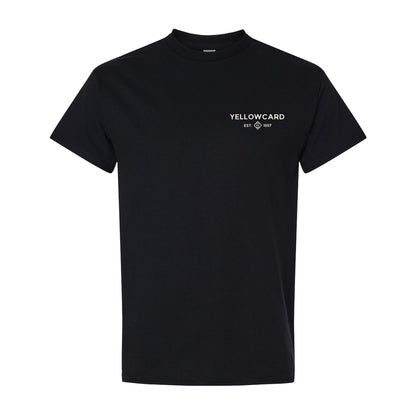 The Better Days Piano - Black T-Shirt is a classic fit Gildan Heavy Cotton tee featuring "YELLOWCARD EST. 1997" and a small white icon printed on the left chest.