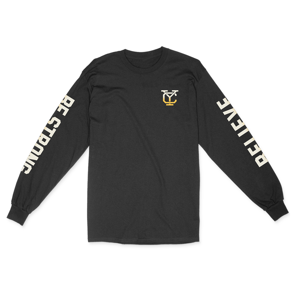 Official Yellowcard Merchandise. 100% cotton unisex long sleeve heavy weight t-shirt with a classic fit featuring believe design.