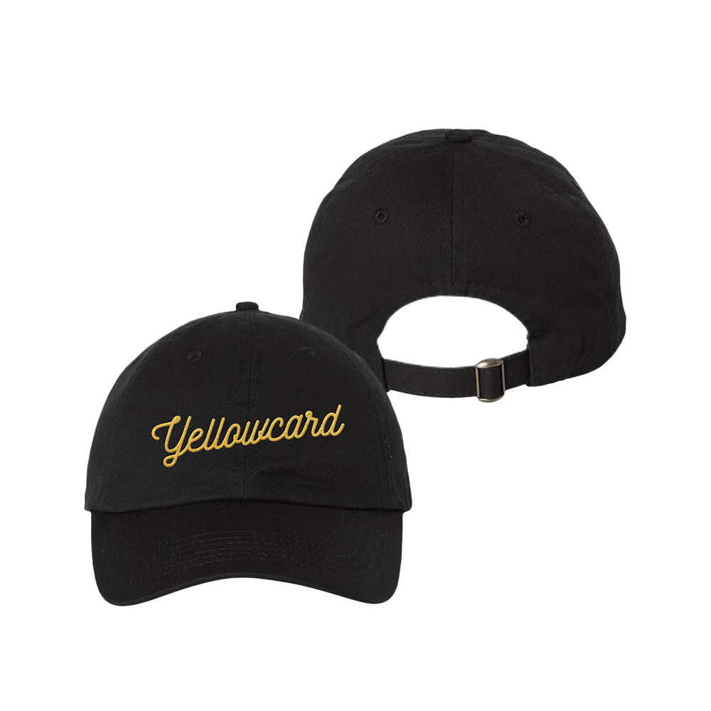 Official Yellowcard Merchandise. 100% cotton chino twill, unstructured low profile hat with buckle enclosure.