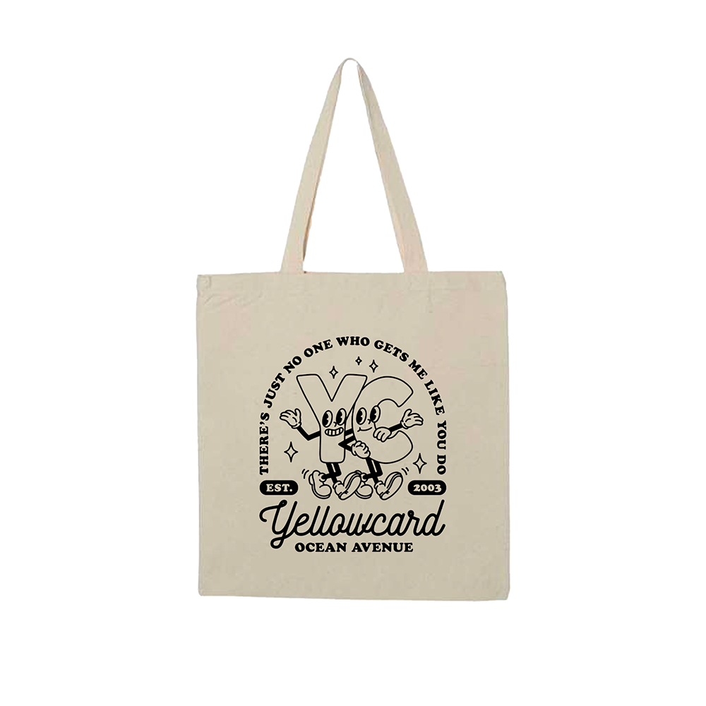 Official Yellowcard Merchandise. 100% heavy cotton canvas 14" x 16" tote bag with 9" handle drop.